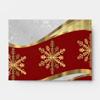 Red silver gold damask christmas envelope