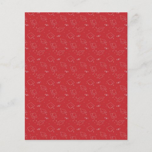 Red  Silver Graduation Cap Toss Scrapbook Paper