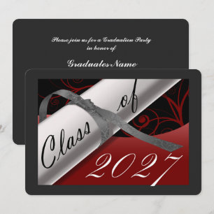 Red & Silver Graduation Party Invitation