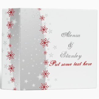 Red silver gray white snowflake wedding planner binder