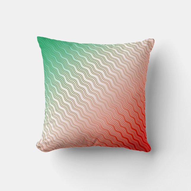 Red Silver Green Throw Pillow (Front)