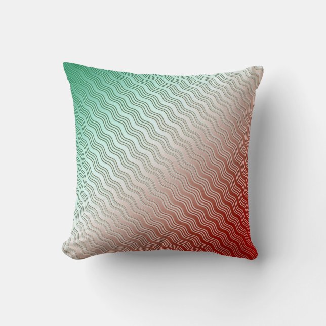 Red Silver Green Throw Pillow (Front)