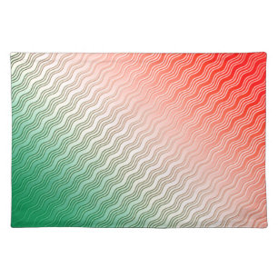 Red Silver Green Wavy Stripes Cloth Placemat