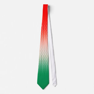 Red Silver Green Wavy Stripes Neck Tie