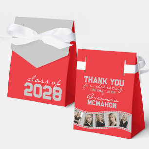 Red & Silver Grey Photo Collage Filmstrip Favor Boxes