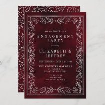 Red Silver Holly Christmas Engagement Party Invitation