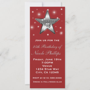 Red & Silver Hollywood Star Retro Invitation