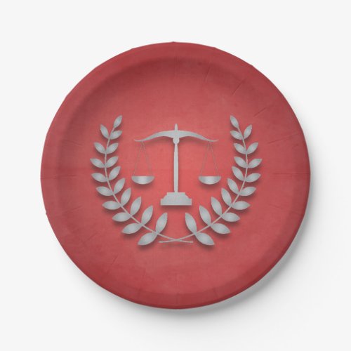 RedSilver Justice Scales Law FirmLaw Graduation Paper Plates