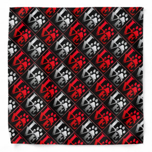 Red & Silver Love Paws Pattern Bandana