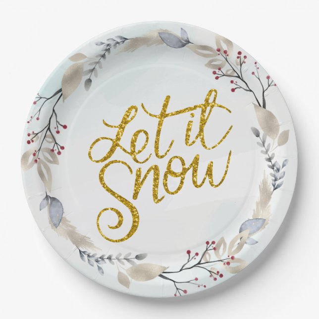 Red, Silver Merry Christmas Wreaths Paper Plates (Front)