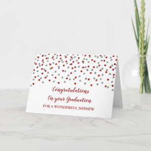 Red Silver Nephew Congratulations Graduation Card