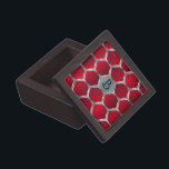 Red & Silver Octagonal Geometric Pattern Gift Box<br><div class="desc">Image of geometric red and silver octagonal pattern with custom monogram.</div>