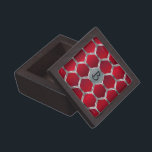 Red & Silver Octagonal Geometric Pattern Gift Box<br><div class="desc">Image of geometric red and silver octagonal pattern with custom monogram.</div>