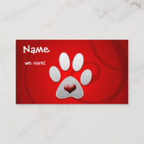 Red Silver  Paw Heart Pet Business Card