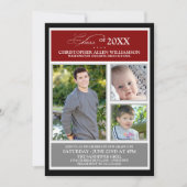 Red|Silver Photo Graduation Party Invitation (Front)
