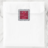 Red, Silver PRINTED Foil Floral Monogram Sticker (Bag)