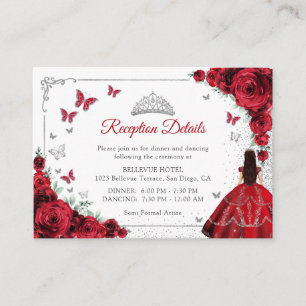 Red Silver Quincenarea Reception Details Enclosure Card
