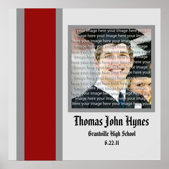 Red & Silver School Graduation Frame Wall Art (Front)