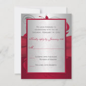 Red, Silver Scrolls, Hearts RSVP Card (Back)