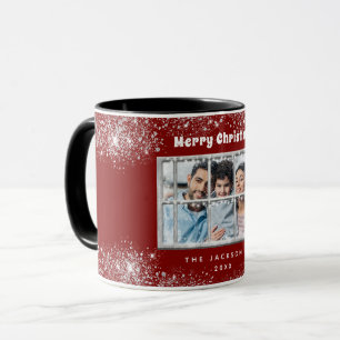 Red silver snow photo winter window mug