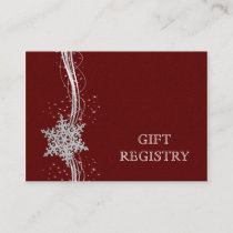 red Silver Snowflakes wedding gift registry Enclosure Card