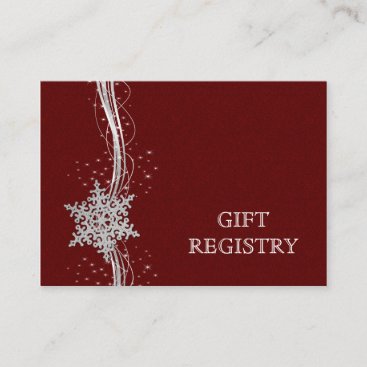 red Silver Snowflakes wedding gift registry Enclosure Card