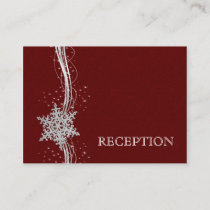 red Silver Snowflakes wedding reception invite