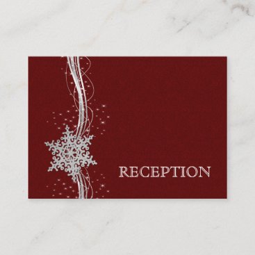 red Silver Snowflakes wedding reception invite