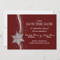 red Silver Snowflakes Winter  save the date