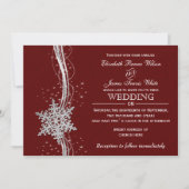 red Silver Snowflakes Winter wedding invitations (Front)
