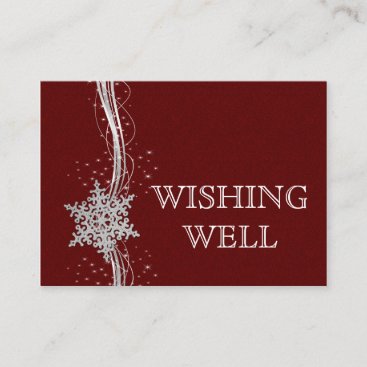 red Silver Snowflakes Winter wedding wishing well Enclosure Card