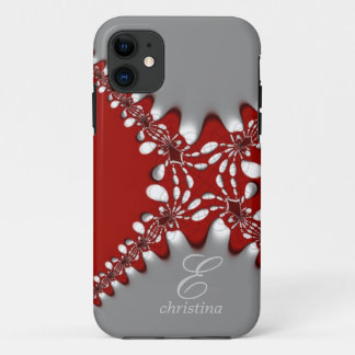 Red Silver Tribal Lace Fractals Monogram iPhone 5 11 Case