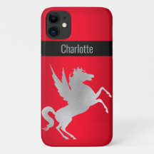 RED SILVER UNICORN IPHONE COVER customizable
