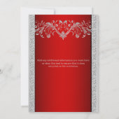 Red silver wedding anniversary floral invitation (Back)