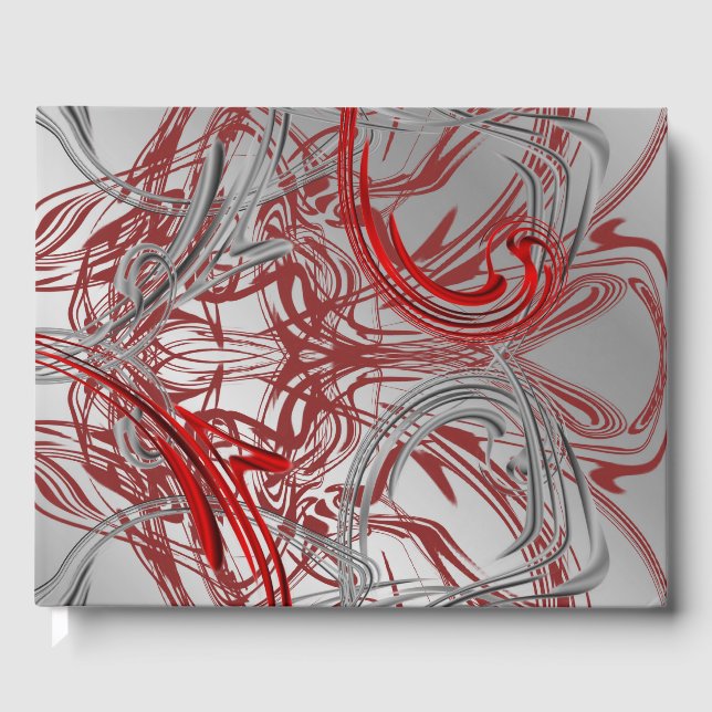 red silver Wedding guestbook, festive decor Guest Book (Front)