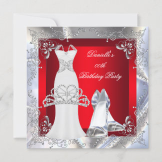 Red Silver White Dress High Heel Shoes Tiara Invitation