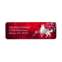 Red Silver Winter German Shepherd Dog Address Label