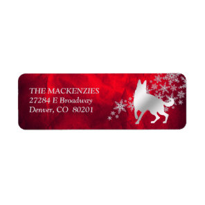 Red Silver Winter German Shepherd Dog Address Label
