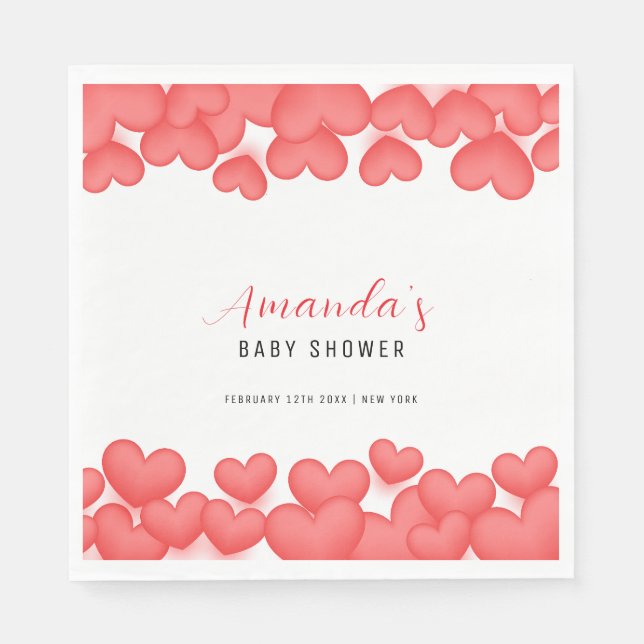 Red Simple A Little Sweetheart Baby Shower  Napkins (Front)