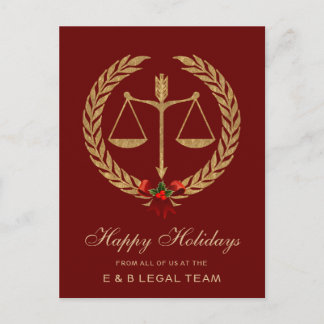 Red Simple Attorney Christmas Holiday Postcard
