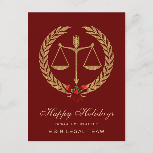 Red Simple Attorney Christmas Holiday Postcard (Front)
