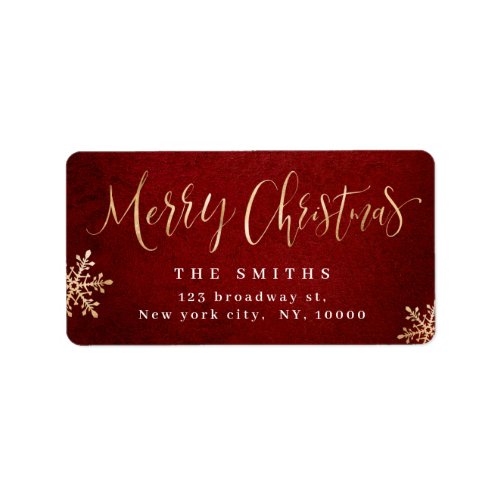 Red Simple Calligraphy Merry Christmas Address Label