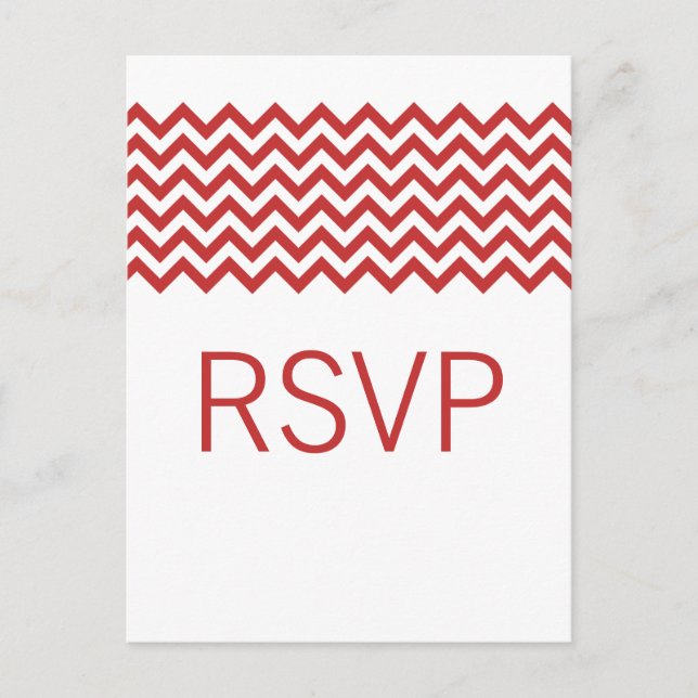 Red Simple Chevron RSVP Postcard (Front)