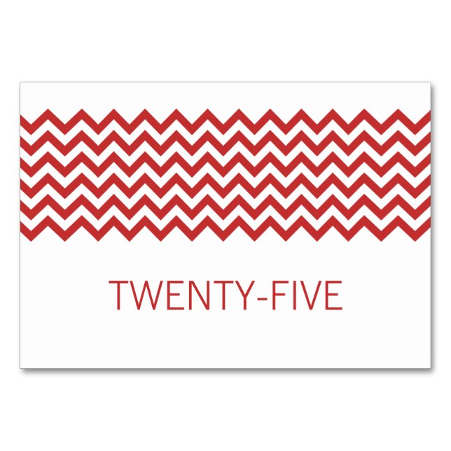 Red Simple Chevron Table Card (Front)