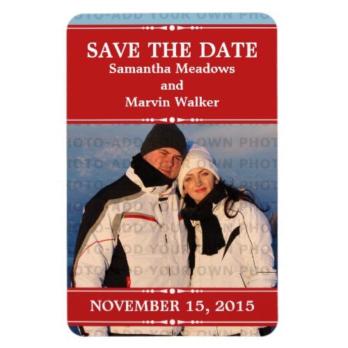 Red Simple Chic Photo Save the Date Magnet