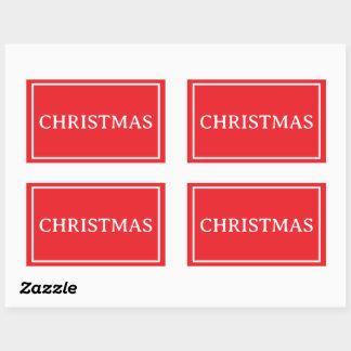 Red Simple Christmas Word Rectangular Sticker