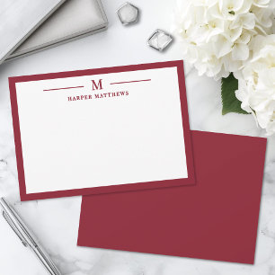 Red Simple Classic Personalized Stationery Note Card