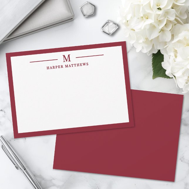 Red Simple Classic Personalized Stationery Note Card (Red Simple Classic Personalized Stationery Note Card)