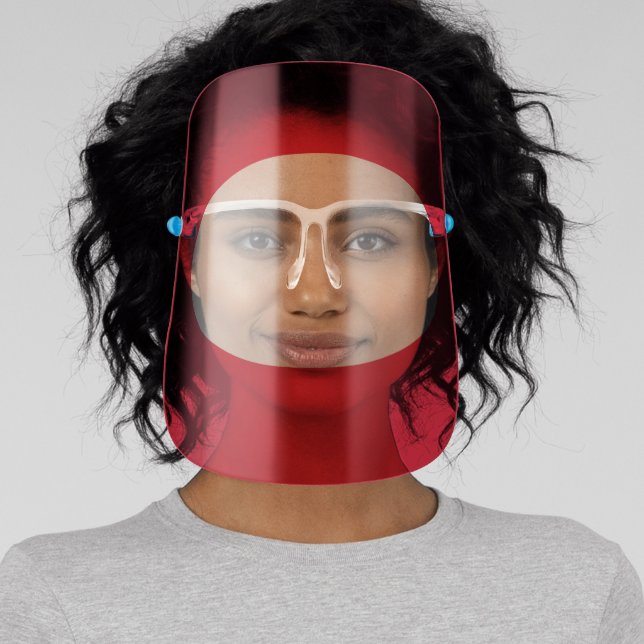 Red Simple COVID 19 Corona Virus Face Shield (Insitu)