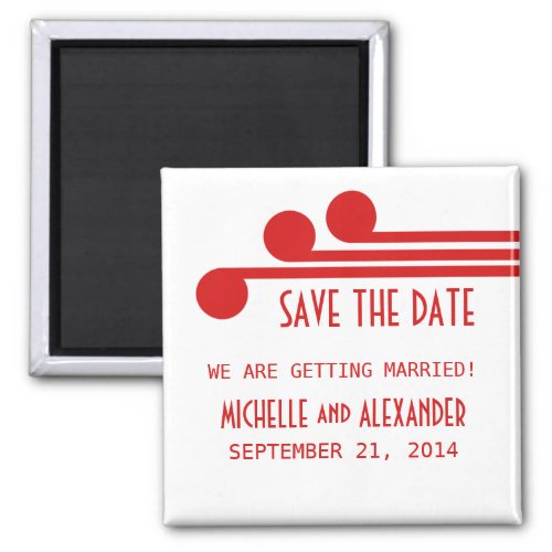 Red Simple Deco Chic Save the Date Magnet